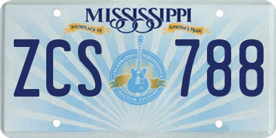 MS license plate ZCS788