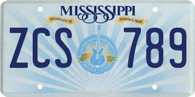 MS license plate ZCS789