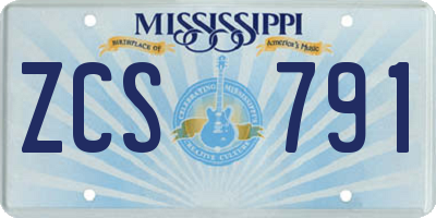 MS license plate ZCS791