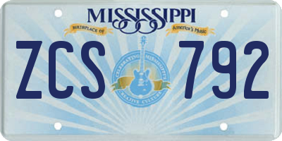 MS license plate ZCS792