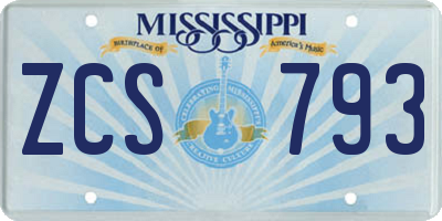 MS license plate ZCS793