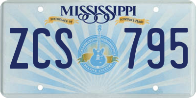 MS license plate ZCS795