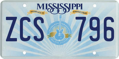 MS license plate ZCS796