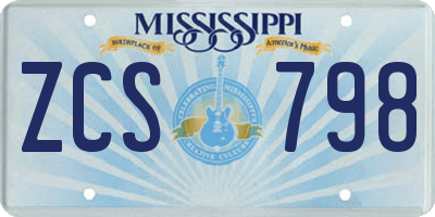 MS license plate ZCS798
