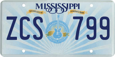 MS license plate ZCS799