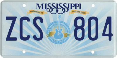 MS license plate ZCS804