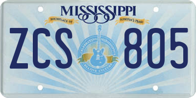 MS license plate ZCS805