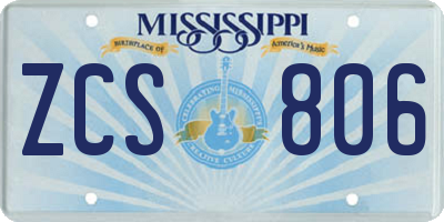 MS license plate ZCS806