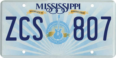 MS license plate ZCS807