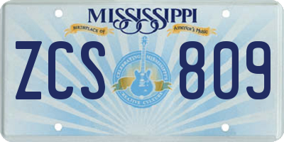 MS license plate ZCS809