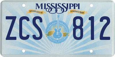 MS license plate ZCS812