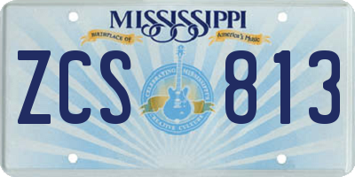 MS license plate ZCS813