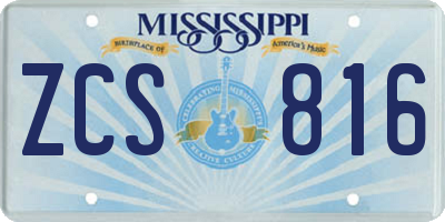 MS license plate ZCS816