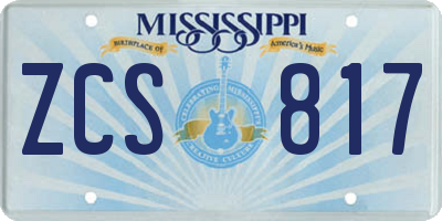 MS license plate ZCS817