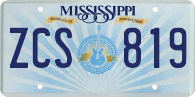 MS license plate ZCS819
