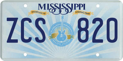 MS license plate ZCS820