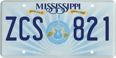 MS license plate ZCS821