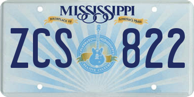 MS license plate ZCS822