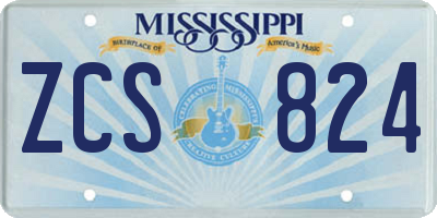 MS license plate ZCS824