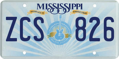 MS license plate ZCS826