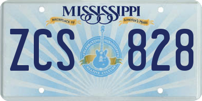 MS license plate ZCS828