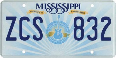MS license plate ZCS832