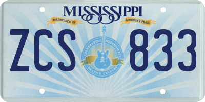 MS license plate ZCS833