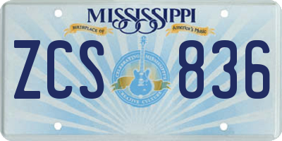 MS license plate ZCS836