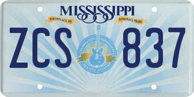 MS license plate ZCS837