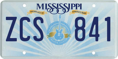 MS license plate ZCS841