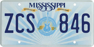 MS license plate ZCS846