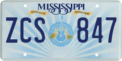 MS license plate ZCS847