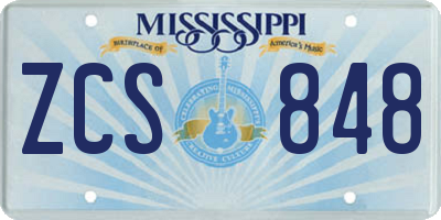 MS license plate ZCS848