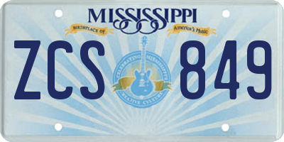 MS license plate ZCS849