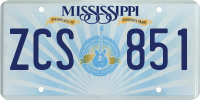 MS license plate ZCS851