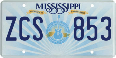 MS license plate ZCS853
