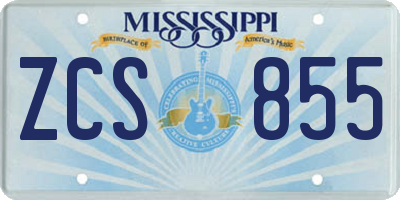 MS license plate ZCS855