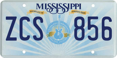 MS license plate ZCS856