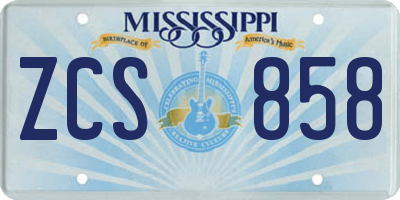 MS license plate ZCS858