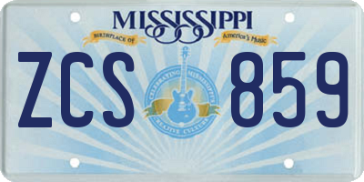 MS license plate ZCS859