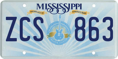 MS license plate ZCS863