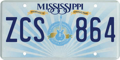 MS license plate ZCS864