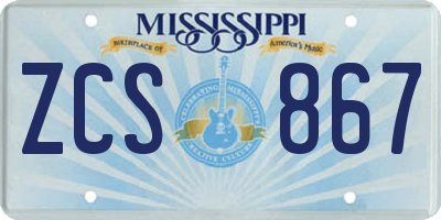 MS license plate ZCS867