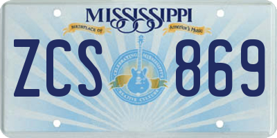 MS license plate ZCS869