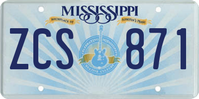 MS license plate ZCS871