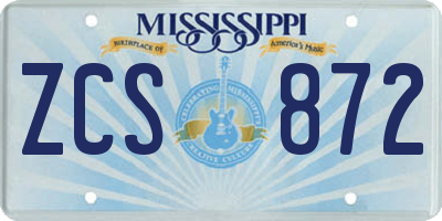 MS license plate ZCS872
