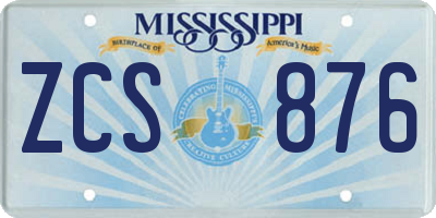 MS license plate ZCS876