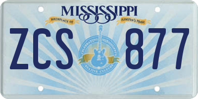 MS license plate ZCS877