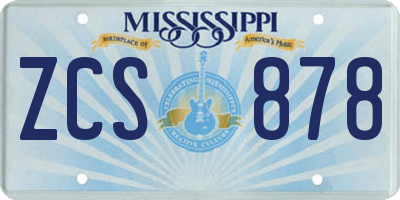 MS license plate ZCS878