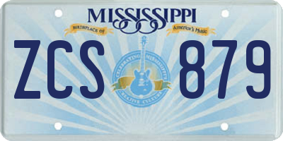 MS license plate ZCS879
